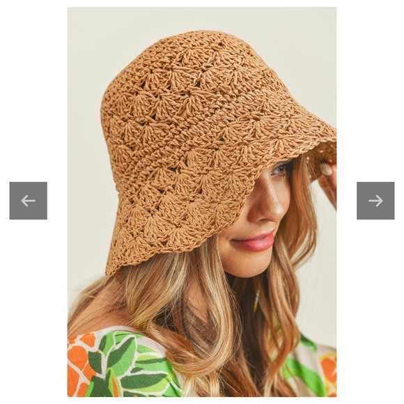 100% Straw Bucket Hat Light Brown - Picture 2 of 10